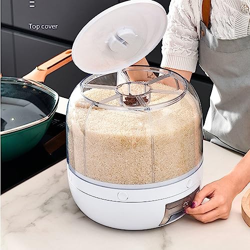BHCASE Dispensador de grãos giratório 360° 6 grelhas Arroz Feijão Caixa de armazenamento de alimento