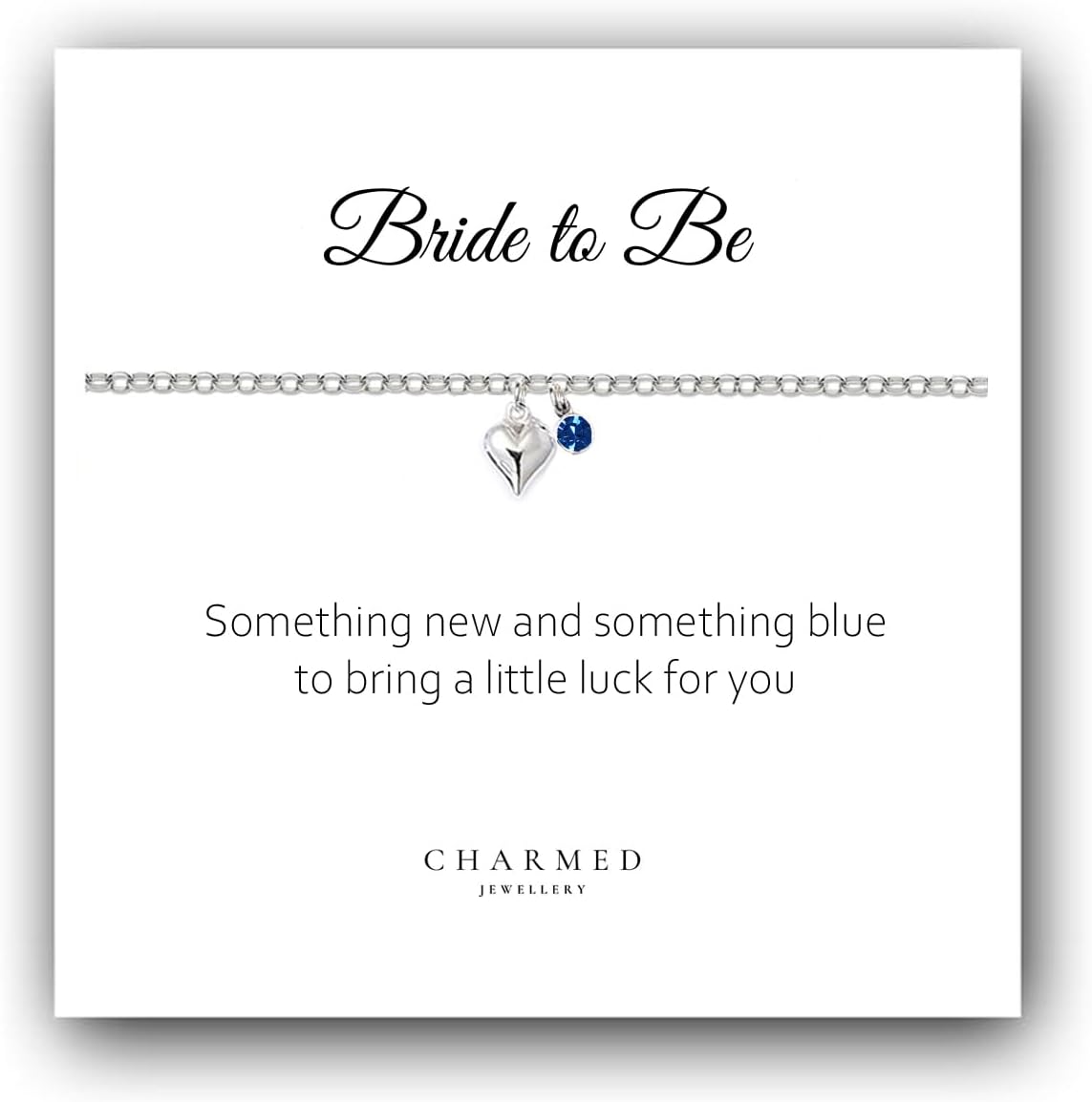 Bride to Be Gift – Puffy Heart Bracelet with Blue Birthstone in 925 Sterling Silver | Something Blue Wedding Jewellery | Bridal Gift for Women