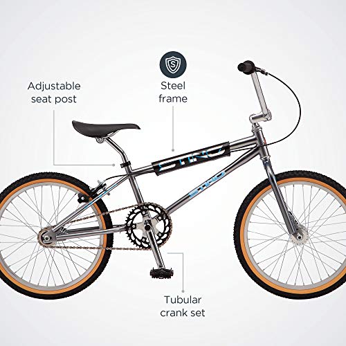Schwinn Sting Pro Retro BMX for Youth/Adult, Throwback 1989 Design, Single-Speed Drivetrain, Hi-Ten Steel Frame, Aluminum Rims, Tubular Crankset, 20-Inch Wheels, Grey
