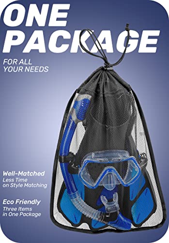 image for CAPAS Snorkel Mask Fins Set, Travel Size Snorkeling Gear for Adults wi