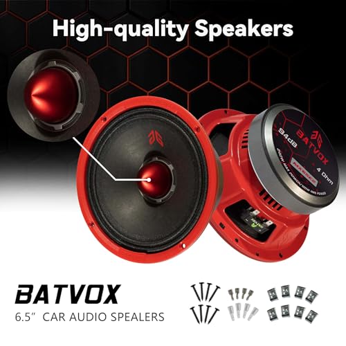 Image of MX65E2 Loudspeaker 6.5 Inch Midrange 480 Watts 4 Ohms Red Bullet, Premium Quality Audio Door Speakers for Car or Truck Stereo Sound System, Red (2 Speakers)
