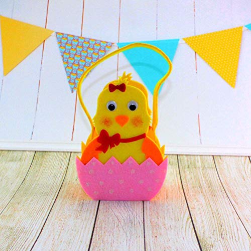 Amosfun Pasen Chick Ontwerp Tassen Leuke Pasen Mand Vilt Doek Tas voor Party Favors Snoepjes Chocolade (Random Kleur) - Afbeelding 7
