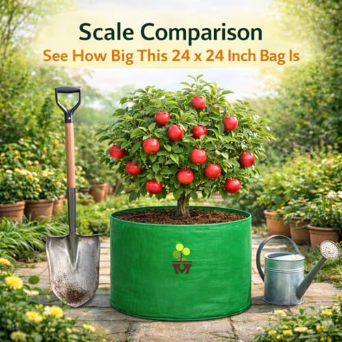 Image of MASHKI HDPE Grow Bags for Home, Terrace & Balcony Gardening - Big Size Vegetable Plant Grow Bags (15x15, 18 inchx18 inch & 24 inchx24 inch - Heavy Duty, UV Stabilized) (1, 24x24 Inches)