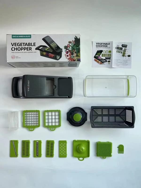 Vegetable cleaver, professional onion chopper, 14 portions, 1 multi-functional food cleaver, vegetable cleaver with 8 blades,