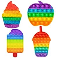 Plopper Spielzeug, 4 Stück Bubble Toy Set, Sensorisches Spielzeug für Kinder und Erwachsene, Antistress Gastgeschenke, Fidget Toy für ADHD und Autismus (Apfel, EIS, Waffel, Milchtee)