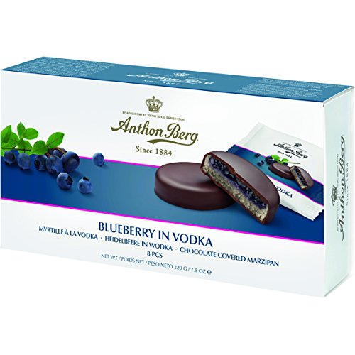 Anthon Berg - Pasta de mazapán, arándanos en vodka, 220 g