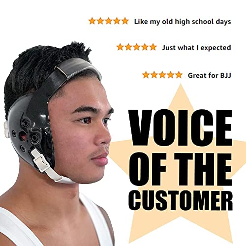Matman Halo Adult Wrestling Headgear – Men & Women’s Thin Profile & Easy to Hear Ear Guards for Wrestling, BJJ & MMA (Black)