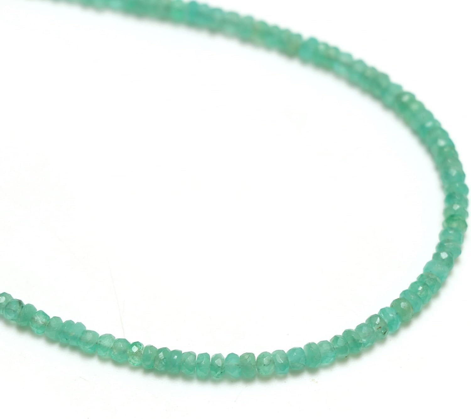 One Strand of 100% Natural Emerald Faceted Beads, Colombian Emerald, AAA Quality, 18 inches, 2.3 by 3.5 mm, Weight: 5.60 Grams, Origin: Colombia, DIY Jewelry Making