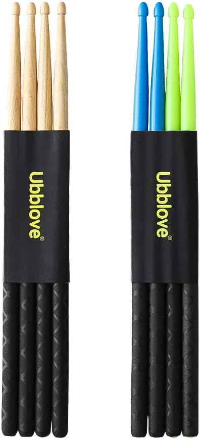 Ubblove Drumsticks 5A 2 pairs with ANTI-SLIP Handles for Drum Light Durable Wooden Drum 2 Pair Drum Sticks for Kids Adults Musical Instrument Percussion Accessories