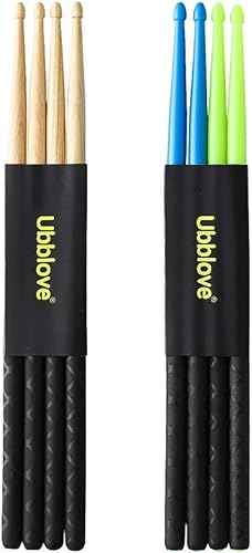 Miniatura 3 de Baquetas 5A 2 pares con asas antideslizantes para tambor ligero de madera duradera, 2 pares de baquetas para niños y adultos, instrumentos