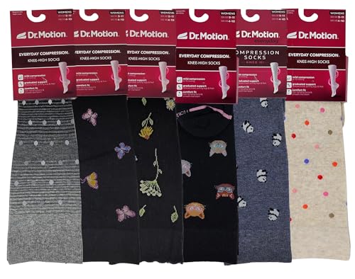 Dr. Motion Women 6 pairs pack everyday Graduted compression knee high socks3