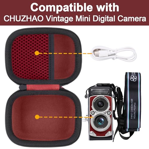 Funda rígida para cámara digital vintage CHUZHAO, roja miniatura 4