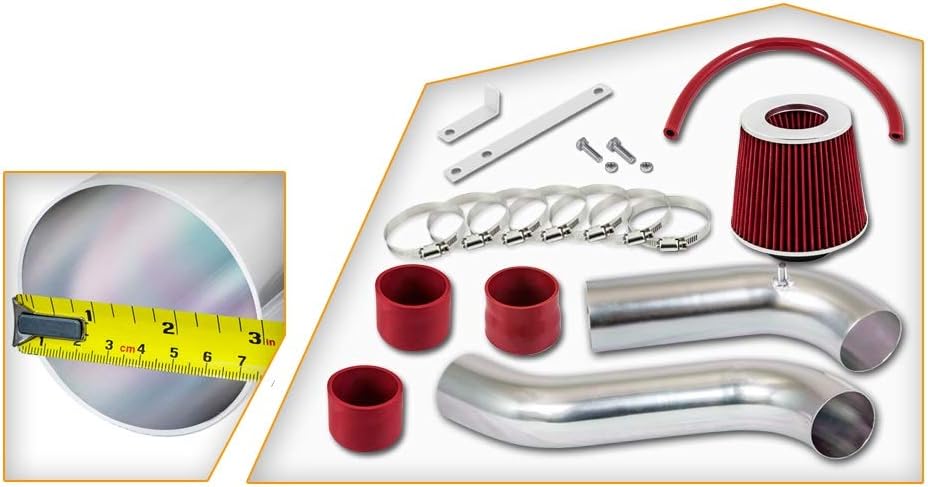 Cold Air Intake Kit & Red Filter Combo Compatible for Ford 1990-1997 Thunderbird 5.0L V8