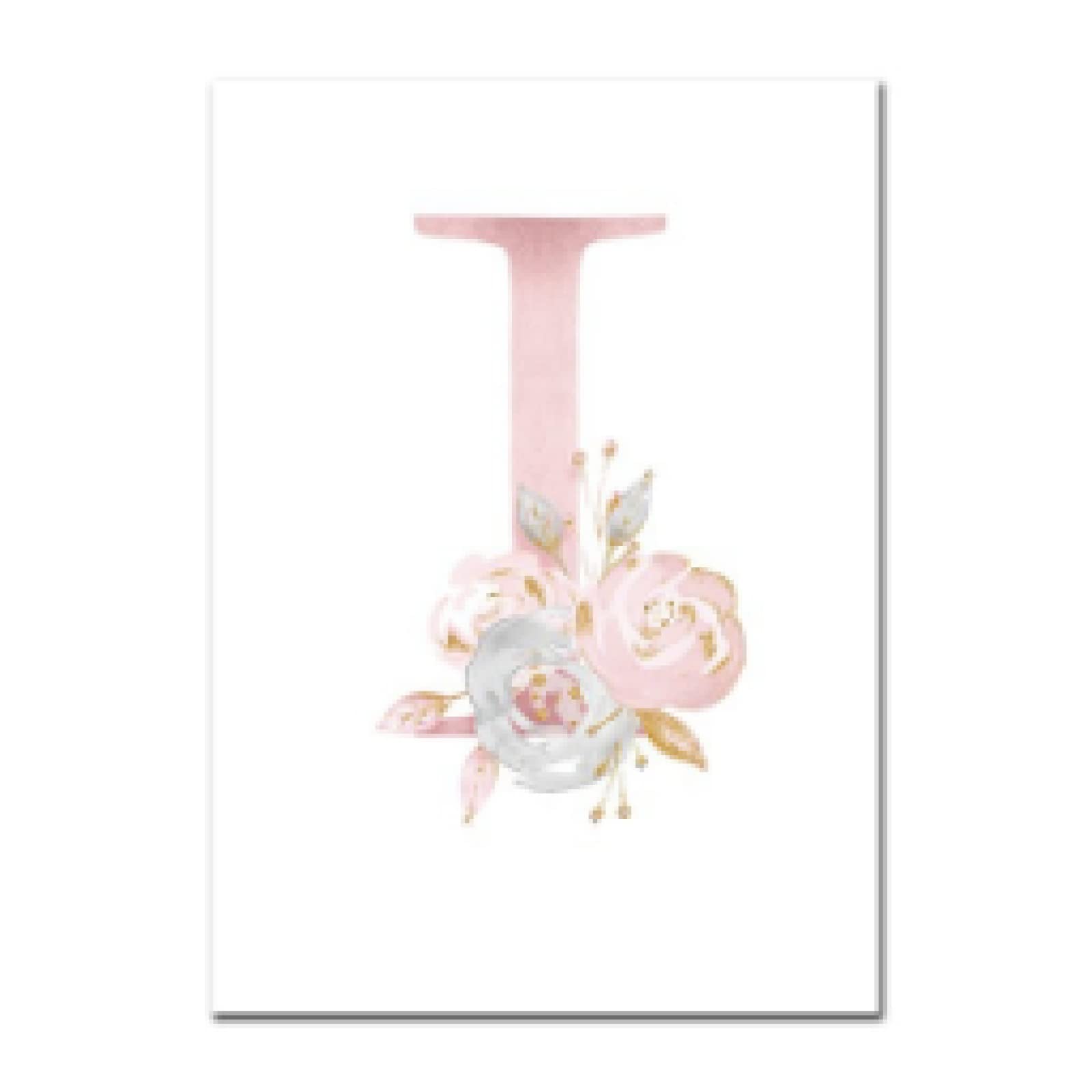 Aquarelle Rose Fleurs Lettre I Sans Cadre Impression Grand Format