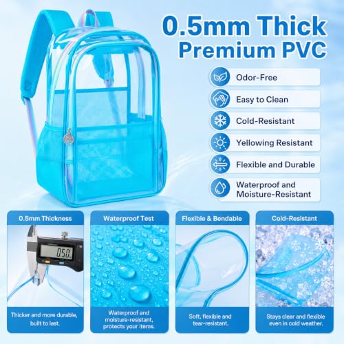 Image of AGSDON Clear Backpack, Heavy Duty Transparent Bookbag, See Through PVC Backpacks for Women Men