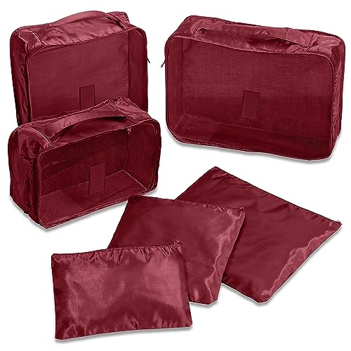 Organizador de Mala Viagem Necessaire Kit 6 Peças Vinho CBRN20461 - Commerce Brasil