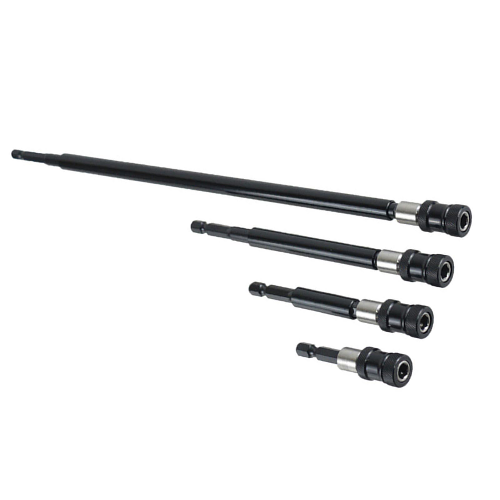 Pxzh Black 4Pcs Hexagonal Handle Bit Holder Rod 60/100/150/300Mm 1/4Inch Electric Tool Ergonomic Hexagonal Bit Extension