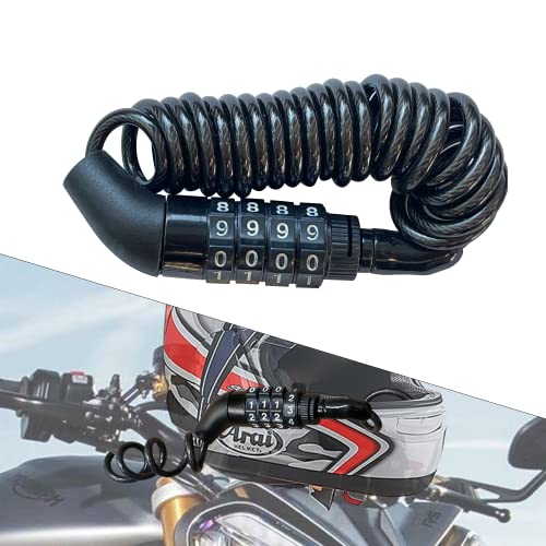 Motorcycle Helmet Lock, Portable Password Combination Security Lock Cable Lock for Bicycle Motorbike Suitcase and Luggage