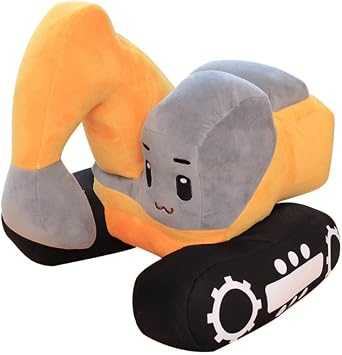 OUKEYI 10" /25cmExcavator Plush Toy, Soft Excavator Stuffed Truck Construction Toy,for Childrens Birthday, Christmas, Party Gifts Yellow