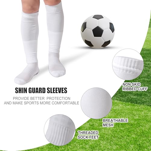 2 Set Grip Soccer Socks and Shin Guard Sleeves Non Slip Soccer Sleeve Socks for Men Women4