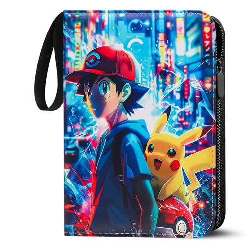 LYAILOOGXL Álbum de recortes de 400 compartimentos para Pokemon, con cremallera, álbum de tarjetas coleccionables con 50 fundas extraíbles, material de poliuretano con superficie impermeable, carpeta
