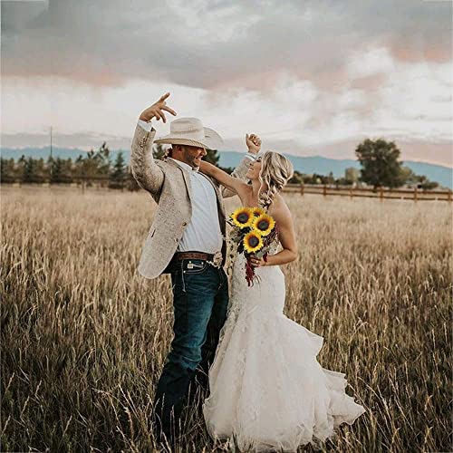 Xhxstore 6Pcs 24.4" Sunflowers Artificial Flowers With Long Stems Fake Sunflowers Yellow Silk Flowers Faux Sunflower Arrangement For Spring Home Wedding Garden Vase Birthday Party Kitchen Decor #TOP4