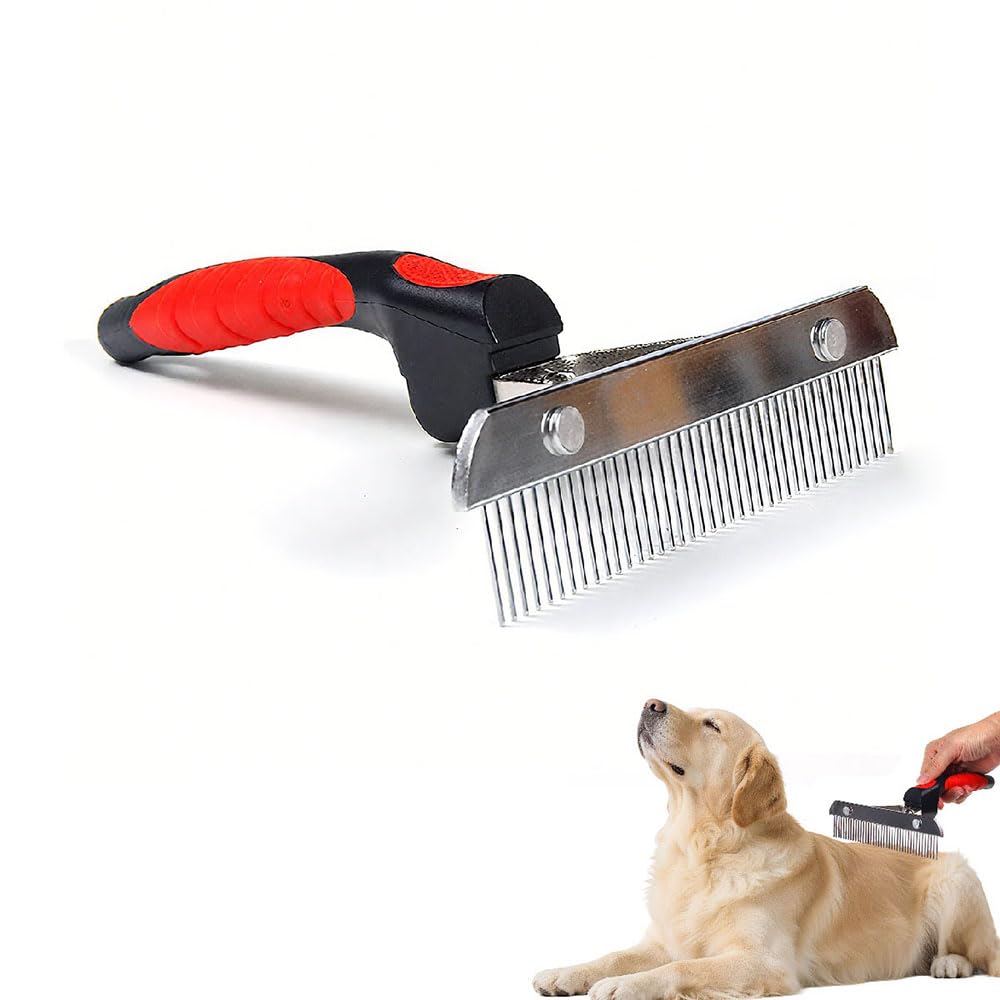 Fellwunder 2025 Stainless Steel Dog Brush with Comfortable Handle, Long Haired Dog Brush, Great for Labrador, Shepherd, Golden Retriever (Style A)