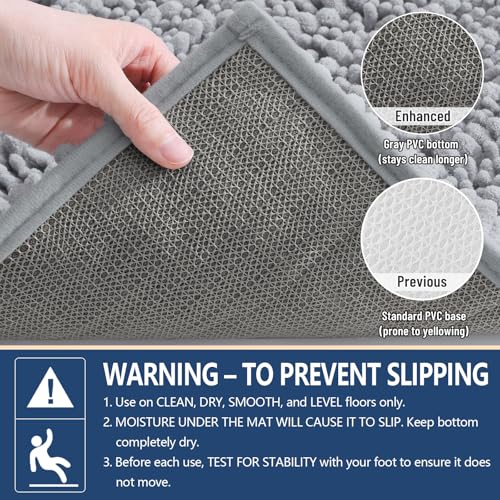 Image of Arotive Luxury Large Bathroom Rugs 47x32, Extra Soft Thick Absorbent Shaggy Chenille Bath Rugs, Machine Wash Dry, Bath Mats for Bathroom Floor, Tub and Shower, Home Decor Accessories, Light Grey