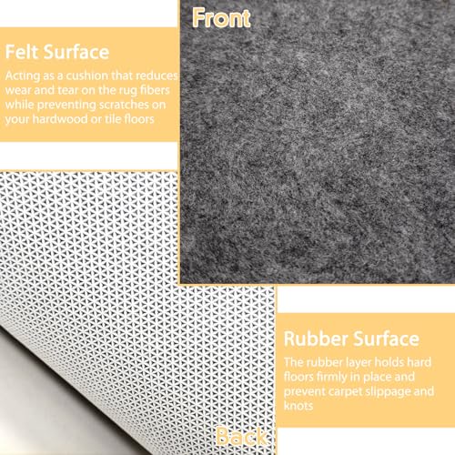 pdpdoc 6x9 ft Rug Pad, Waterproof & Non Slip Rug Pads Felt + Rubber Backing, Under Rug Carpet Non Slip Pad for Hardwood Floors, Keep Your Rugs Safe and in Place (6 x 9 Ft)