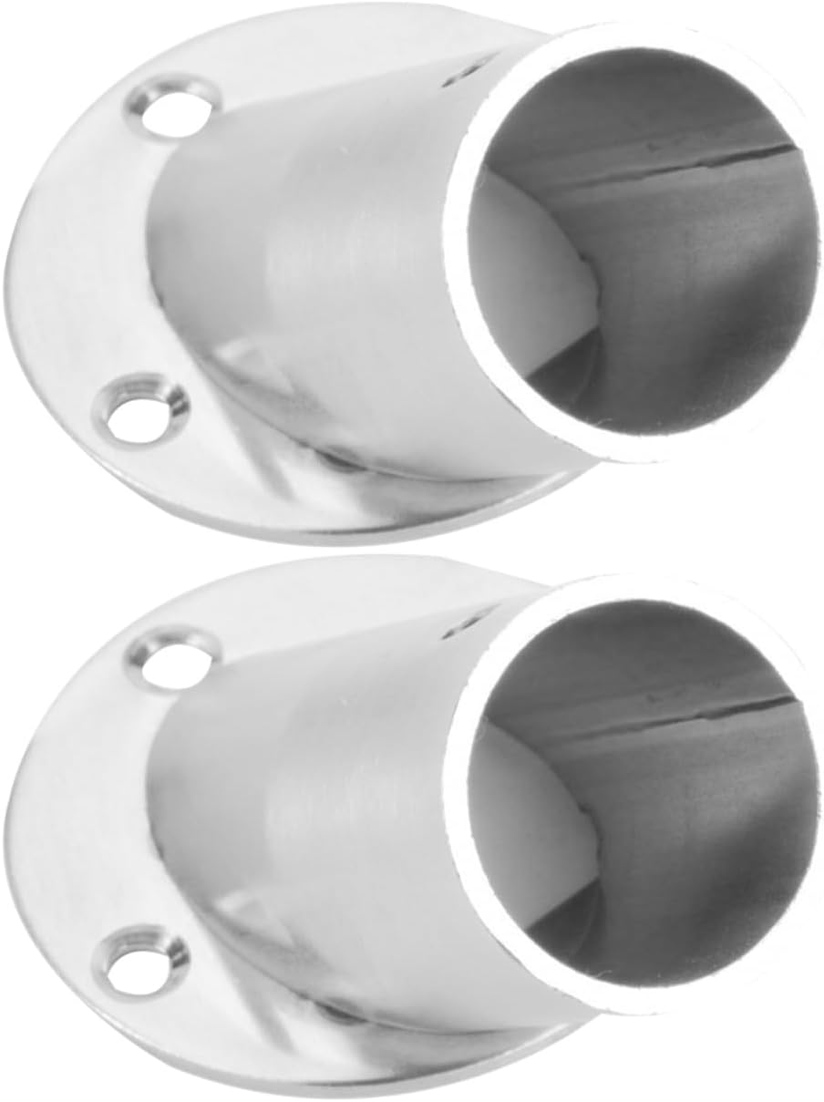 Amosfun Closet Pole Socket 2 Pcs Beveled Rod Holder for 90 Wall Corner Closet Rod Brackets for Clothes Pole for Shower Holder End Supports Easy Wall Mount