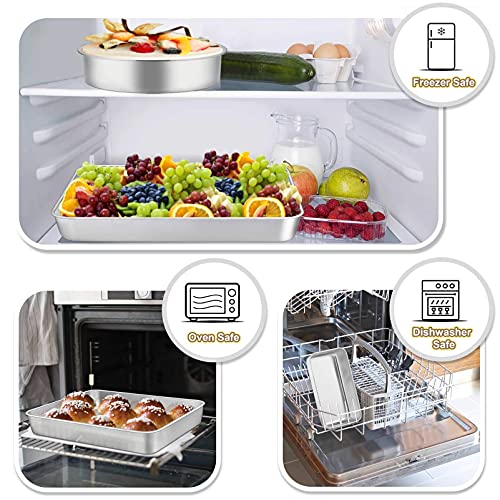 Teamfar Stainless Steel Bakeware Set Of 11, Toaster Oven Baking Pan Set, Lasagna Pan, Square & Round Cake Pan, Loaf Pan & Muffin Pan, Healthy & Durable, Dishwasher Safe & Smooth #TOP4