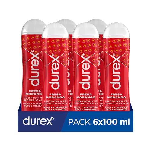 Durex Lubricante Fresa, Dulce y Placentero, 100 ml [Pack 6 Unidades]