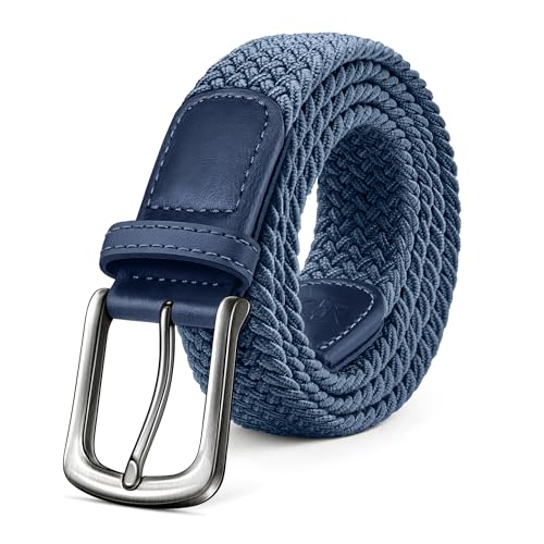 Image of KEMISANT Men Belt-Stretch Woven Braided Belt For Gift Men Golf Casual Jeans Dresses with Nylon Canvas 1 3 /8 inch