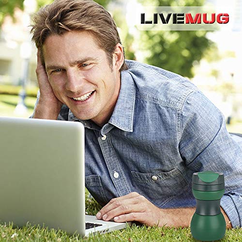 LIVEMUG Spittoon Bottle for Chewing Tobacco | Portable Spit Cup, Collapsible Silicone Dip Spitting Accessories | Spill Resistant Spitter Jug with Lid | Travel Spitune 17 Oz (Green) - Thumbnail 5