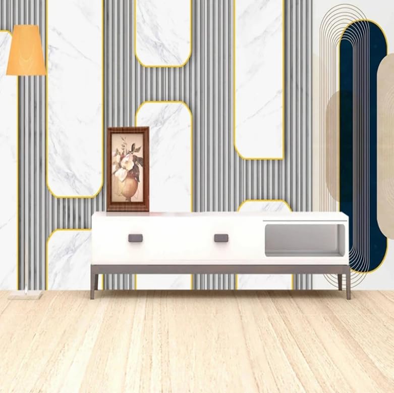 Papier peint géométrique photo murale 3D stéréoscopique chambre moderne 200x140cm