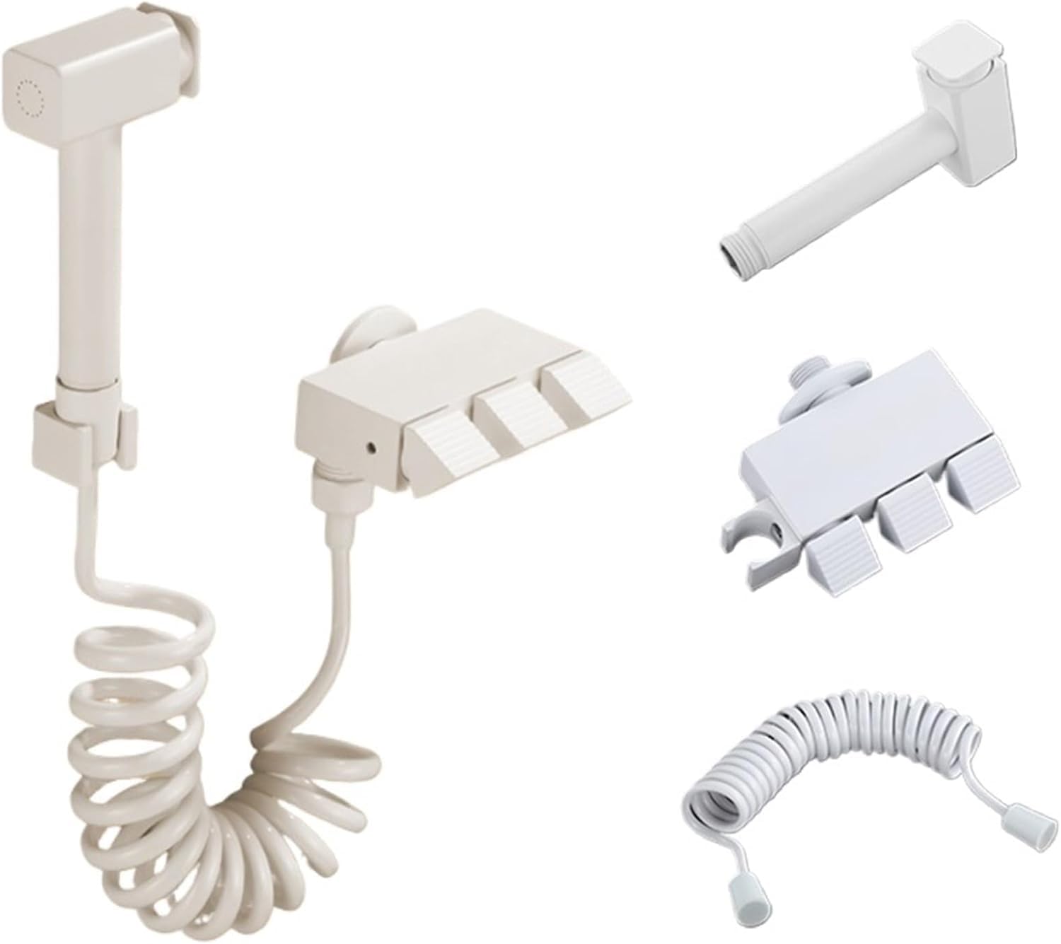 Kit douchette WC anti-fuite avec mitigeur en cuivre et tête carrée laiton blanc
