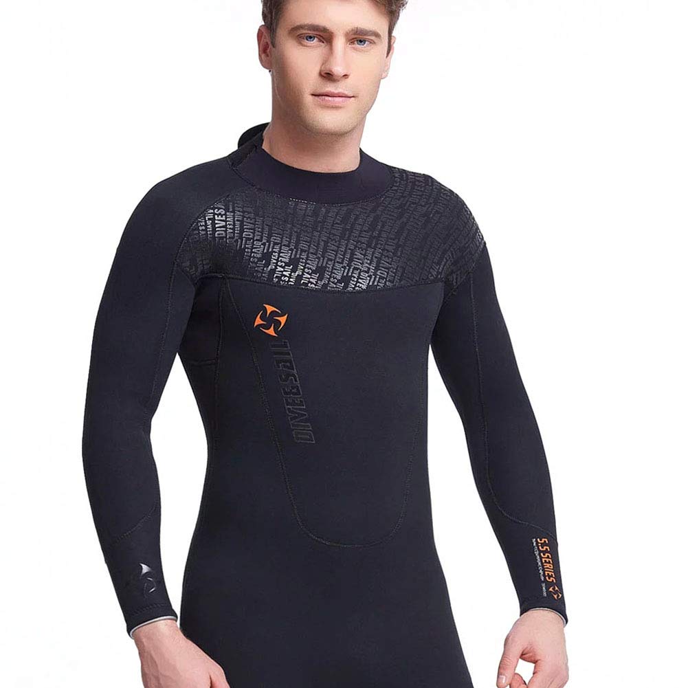 Muta elastica da 5 mm, in neopren, per snorkeling, a maniche lunghe, per uomo, donna, sport, vela, surf, A, XXXL