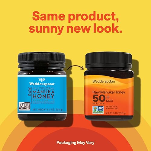 Image of Wedderspoon Organic Raw Manuka Honey 50+ MGO, 8.8 Oz, Unpasteurized New Zealand Honey, Non-GMO, BPA-Free Jar, Superfood & Natural Wellness Support