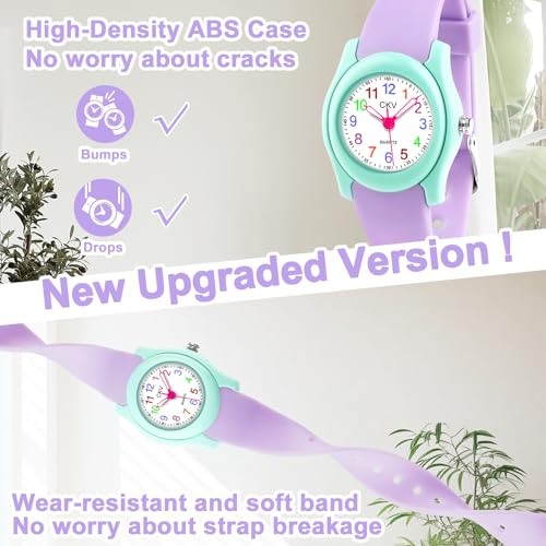 ckv kids watch for boys girls watches age 3-12 11834 dial-3 atm waterproof child wristwatch time teaching easy to read kids presents