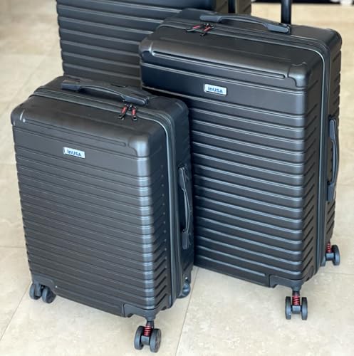 InUSA DEEP Luggage Set with Dual Spinner Wheels and Studs | Spacious Travel Suitcases with Ergonomic Handles | (20/24/28) 3 Piece Hardside Luggage Set | Black 5