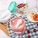 Rtteri 6 Pcs 20 oz Large Overnight Oats Containers with Lids and Spoons Plastic Yogurt Jars Leakproof Overnight Oats Jars with Lids Smoothie Containers Cups for Food Storage, 3 Colors