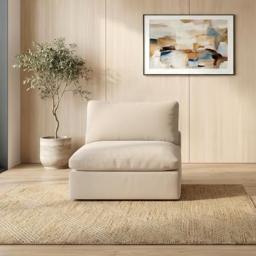 Image of Modular Sectional Sofa,Extra Comfty Deep-Seat-Filled Couch,Khaki Modern Couches for Living Room,Apartment,Office,Small Space