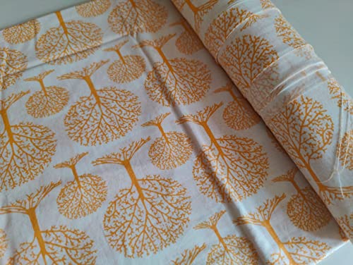 Image of Floral Printed Cotton Fabric Cloth Hand Block Print Fabric Women Material Running Jaipuri Hand Block Printed Women Dress Material Kurtis Natural 44 inch Inches Width 2.5 Meter (Pattern 15)