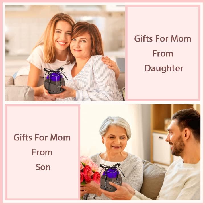 WILDLOVE Preserved Blue Rose with Mom Necklace, Gifts for Mom from Daughter or Son, I Love You Mom Gifts for Mothers Day Birthday Christmas