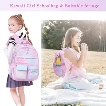 Hifot Eenhoorn schoolrugzak meisjes, kinderrugzak met schattige eenhoorn, sleutelhanger voor meisjes, outdoor, reizen, dagrugzak, schoolrugzakken