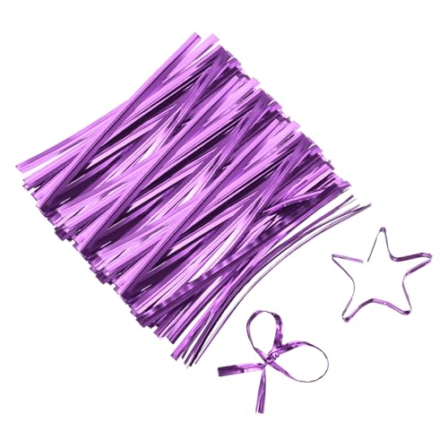 QUARKZMAN Bridas de 2,3', Bridas Metálicas, Bridas Recubiertas de Plástico Reutilizables para Panadería, Bolsas de Dulces, Bolsas de Café, Bolsas de Golosinas, Paquete de 800, Color Morado