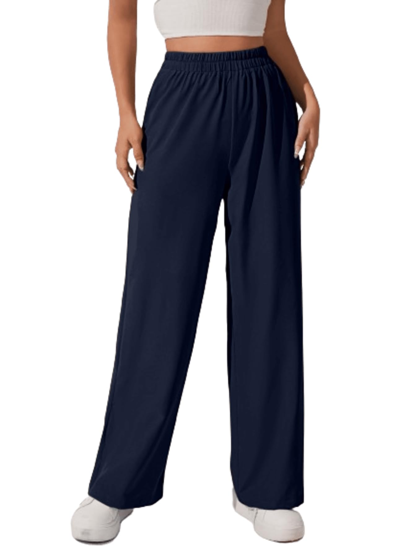 aahwan Women's & Girl's Black Solid Oversized Wide Leg Baggy Korean Loose Mid Rise Trouser-picture-9