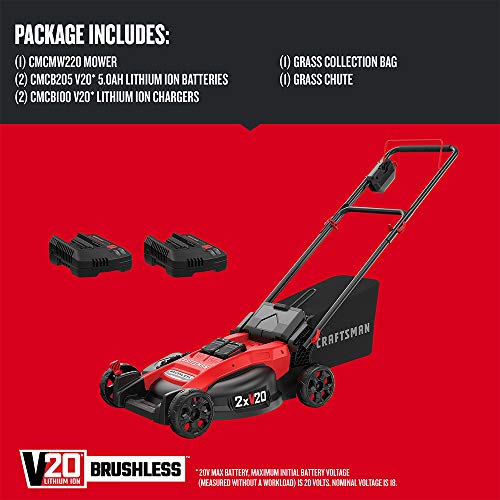 Craftsman V20 Lawn Mower, Push Mower, Lightweight And Portable, Grass Bag, Battery And Charger Included (Cmcmw220P2) & String Trimmer Line, 0.065- Inch, 3-Pack Spools, 30 Foot (Cmzst0653), Red #TOP3