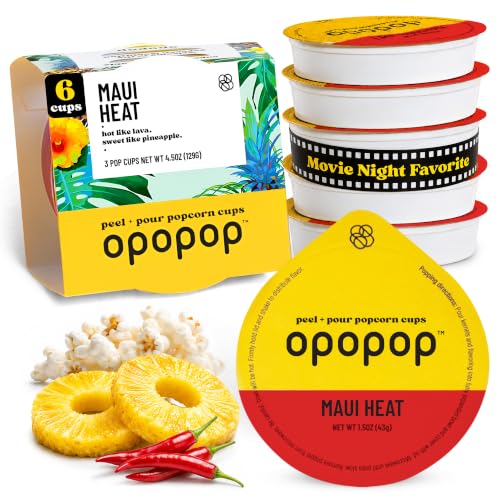 Opopop Microwave Popcorn Pop Cups - Maui Heat 6-Pack, Non-GMO