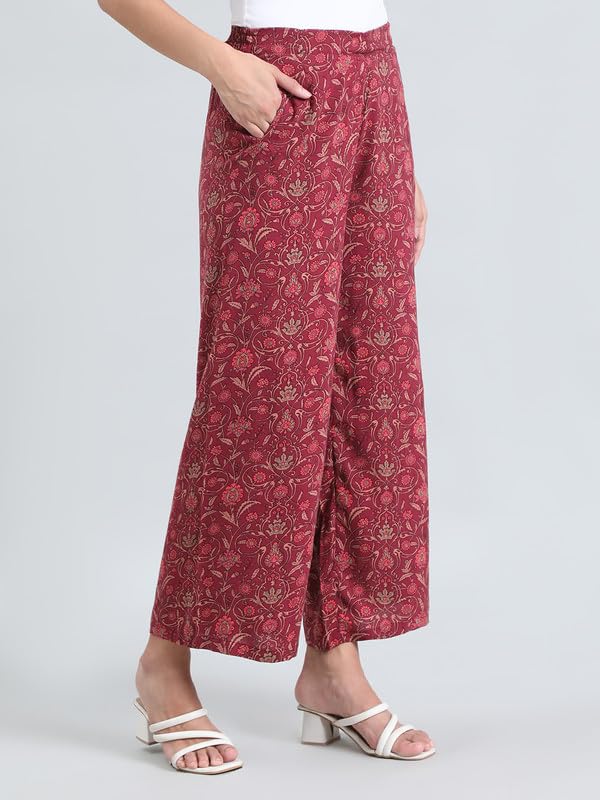 Image of GO COLORS Soft Viscose Printed Palazzo Full Length for Women| Breathable, Mid Rise